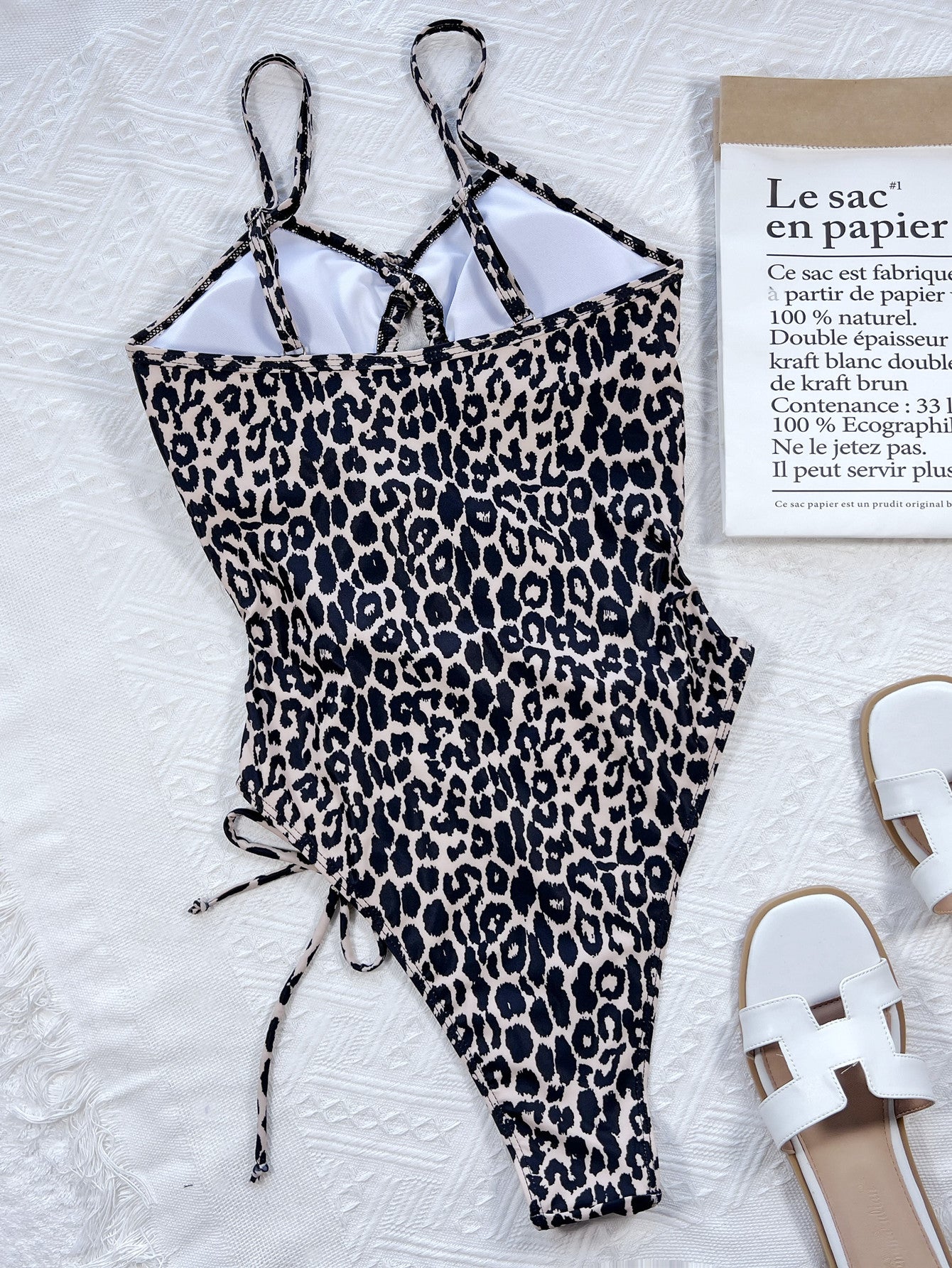 Leopard Cutout Tied One-Piece Swimsuit