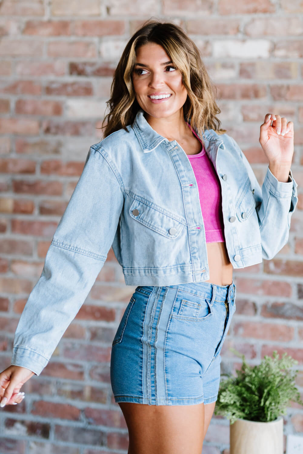 All I Want Button Front Cropped Denim Jacket - Anchor Blue Jeans