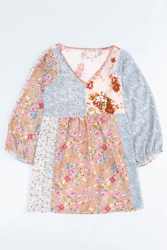 Floral V-Neck Babydoll Blouse