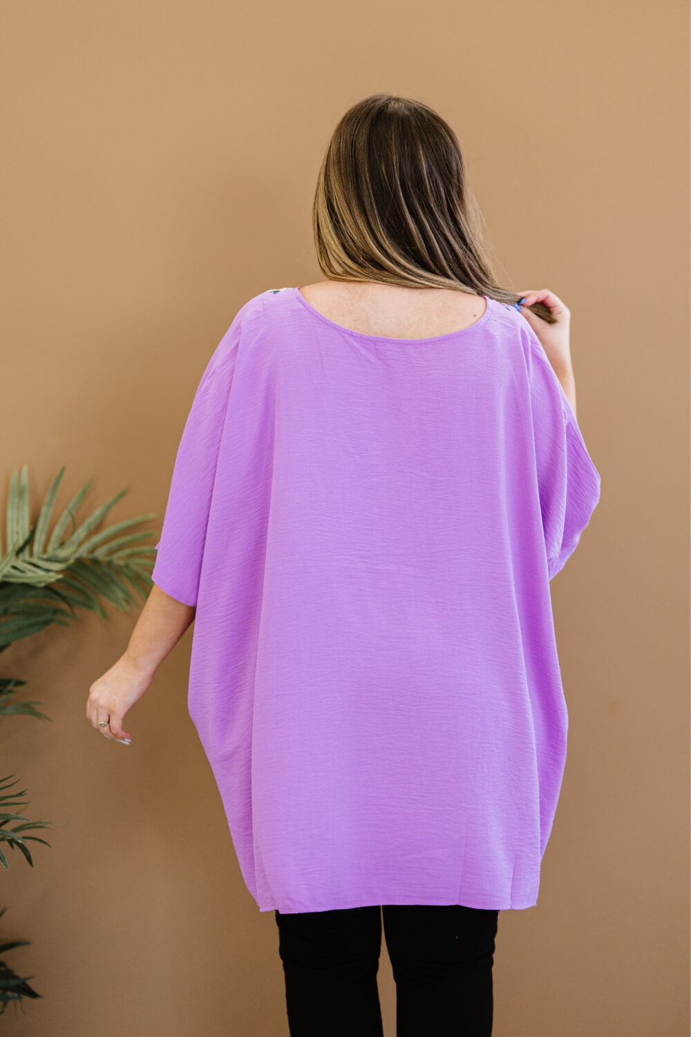 ODDI Wanderer Full Size Run Embroidered Poncho Top