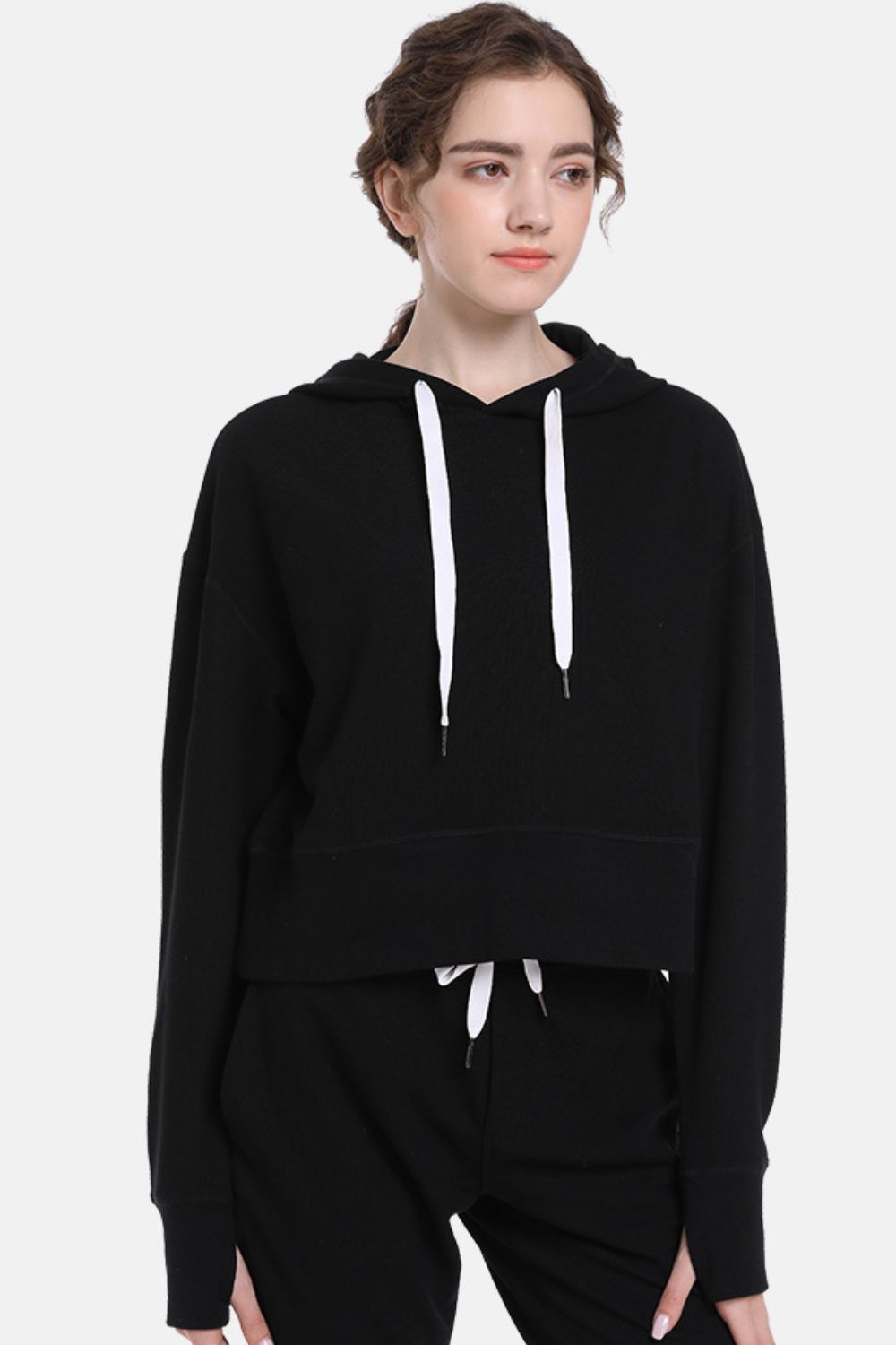 Dropped Shoulder Long Sleeve Sports Hoodie