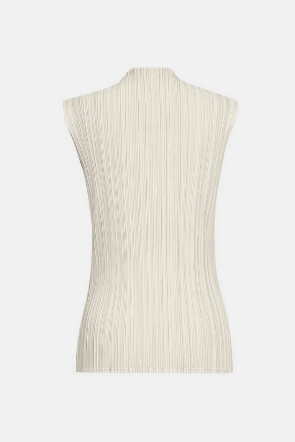 Accordion Pleated Mock Neck Sleeveless Top