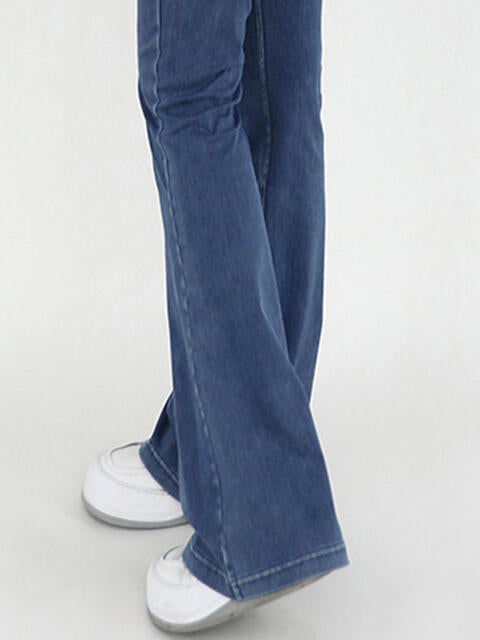 Wide Waistband Bootcut Jeans with Pockets