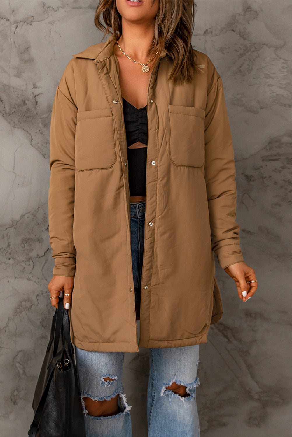 Snap Down Side Slit Jacket with Pockets – Anchor Blue Jeans