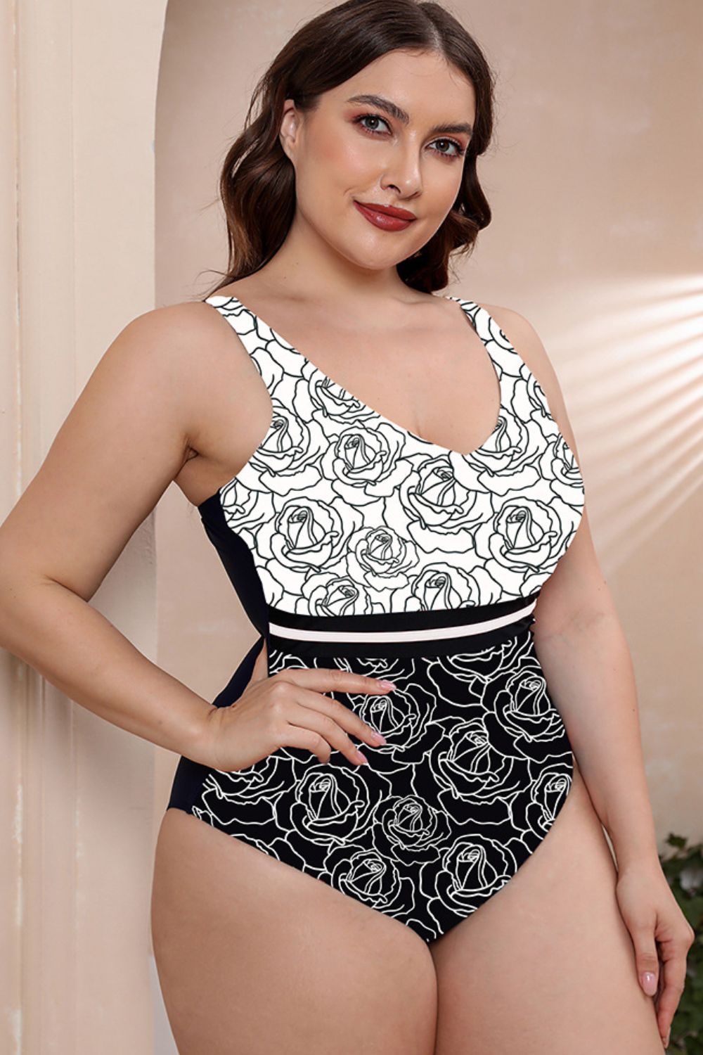 Full Size Printed One-Piece Swimsuit with Removable Padding