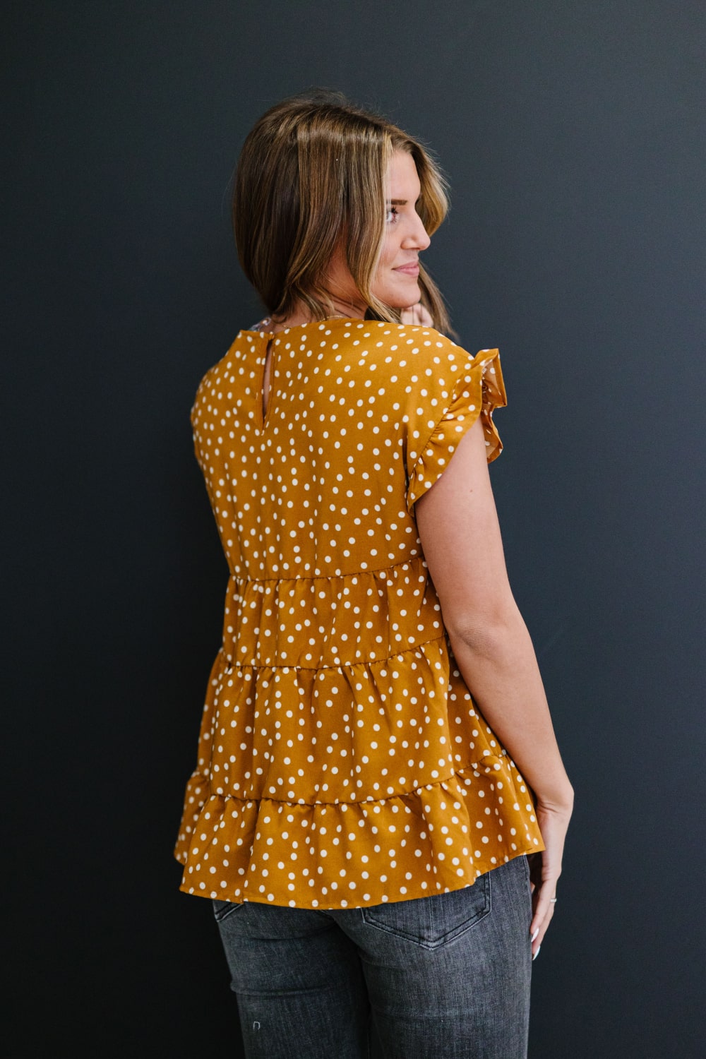 Andree by Unit You're My Honey Full Size Run Polka Dot Tiered Blouse