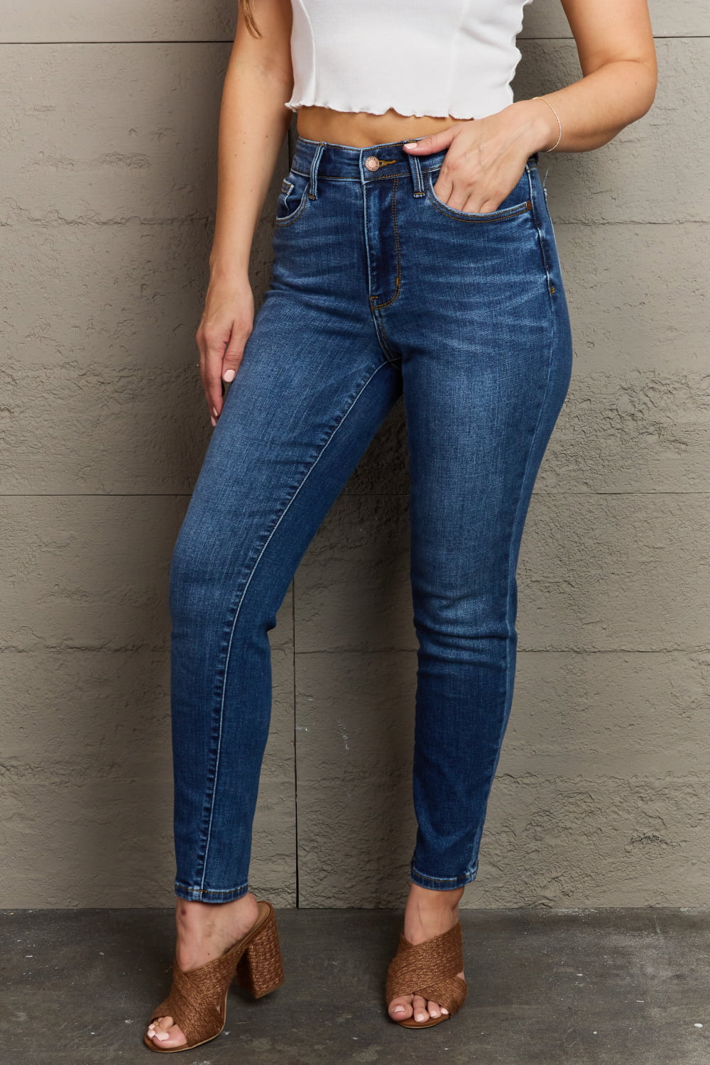 Taylor Full Size High Waist Shield Back Pocket Slim Fit Jeans