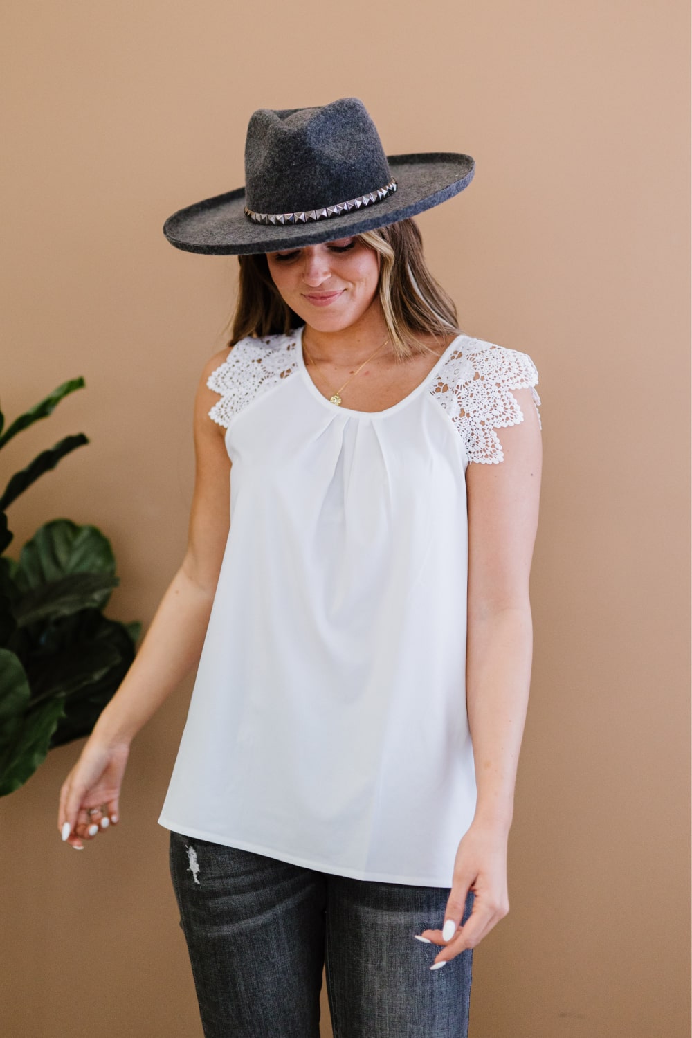 AMOLI Embrace Yourself Lace Sleeve Blouse