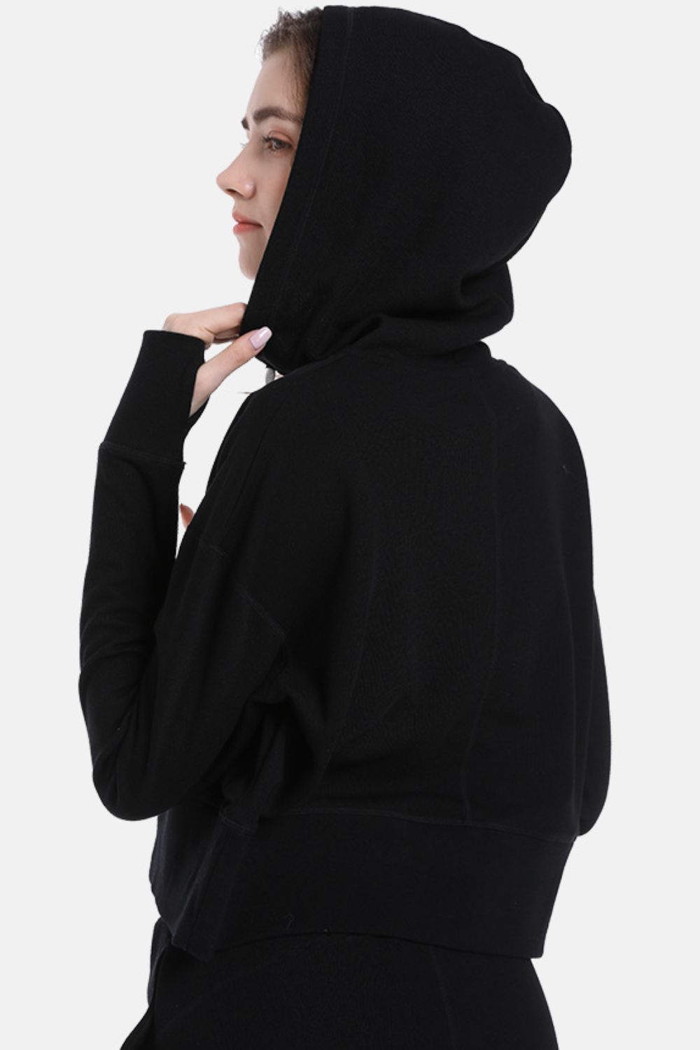 Dropped Shoulder Long Sleeve Sports Hoodie