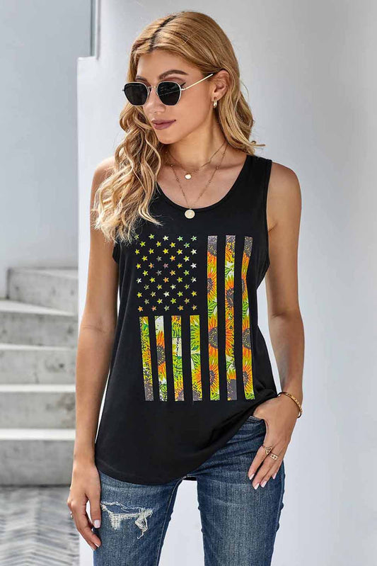 Sunflowers American Flag Tank