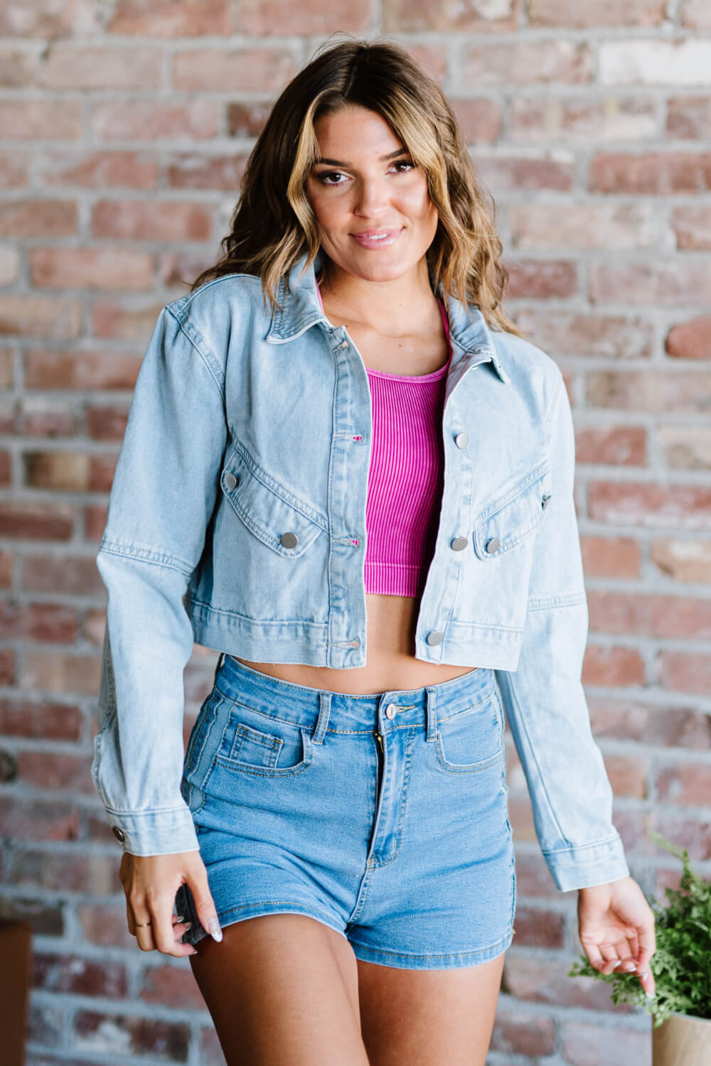 All I Want Button Front Cropped Denim Jacket - Anchor Blue Jeans