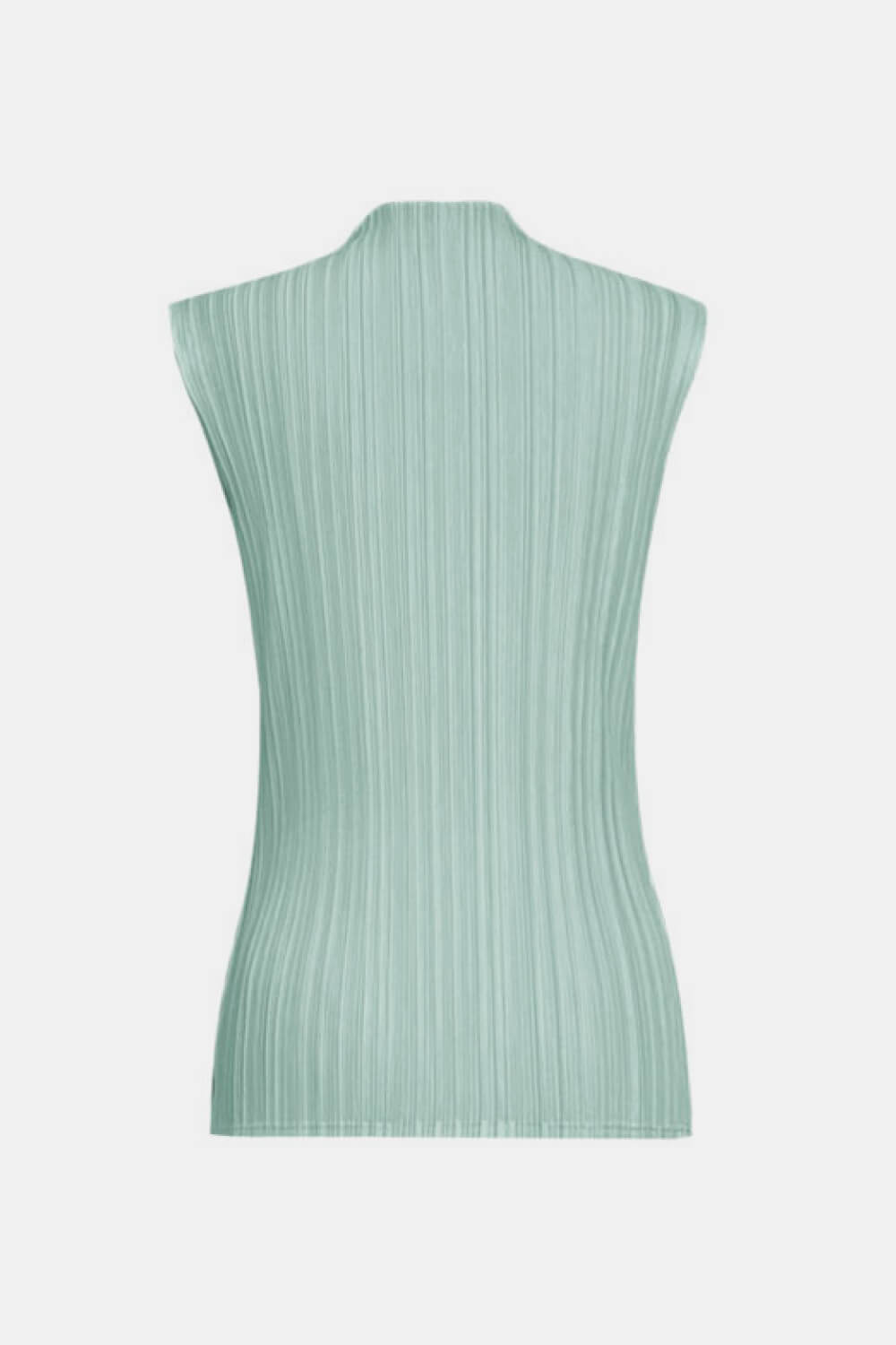 Accordion Pleated Mock Neck Sleeveless Top