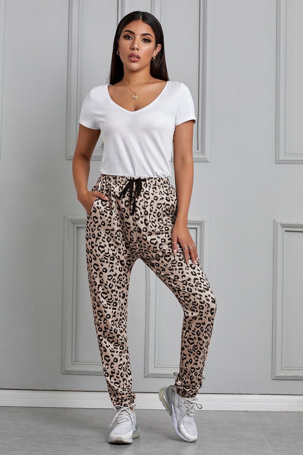 Leopard Print Casual Skinny Pants