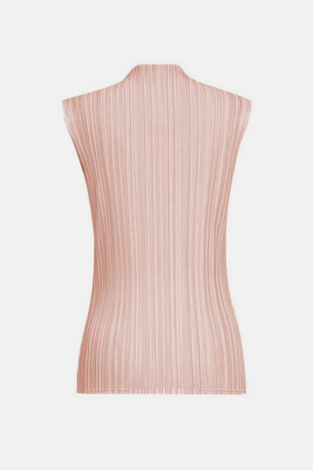 Accordion Pleated Mock Neck Sleeveless Top