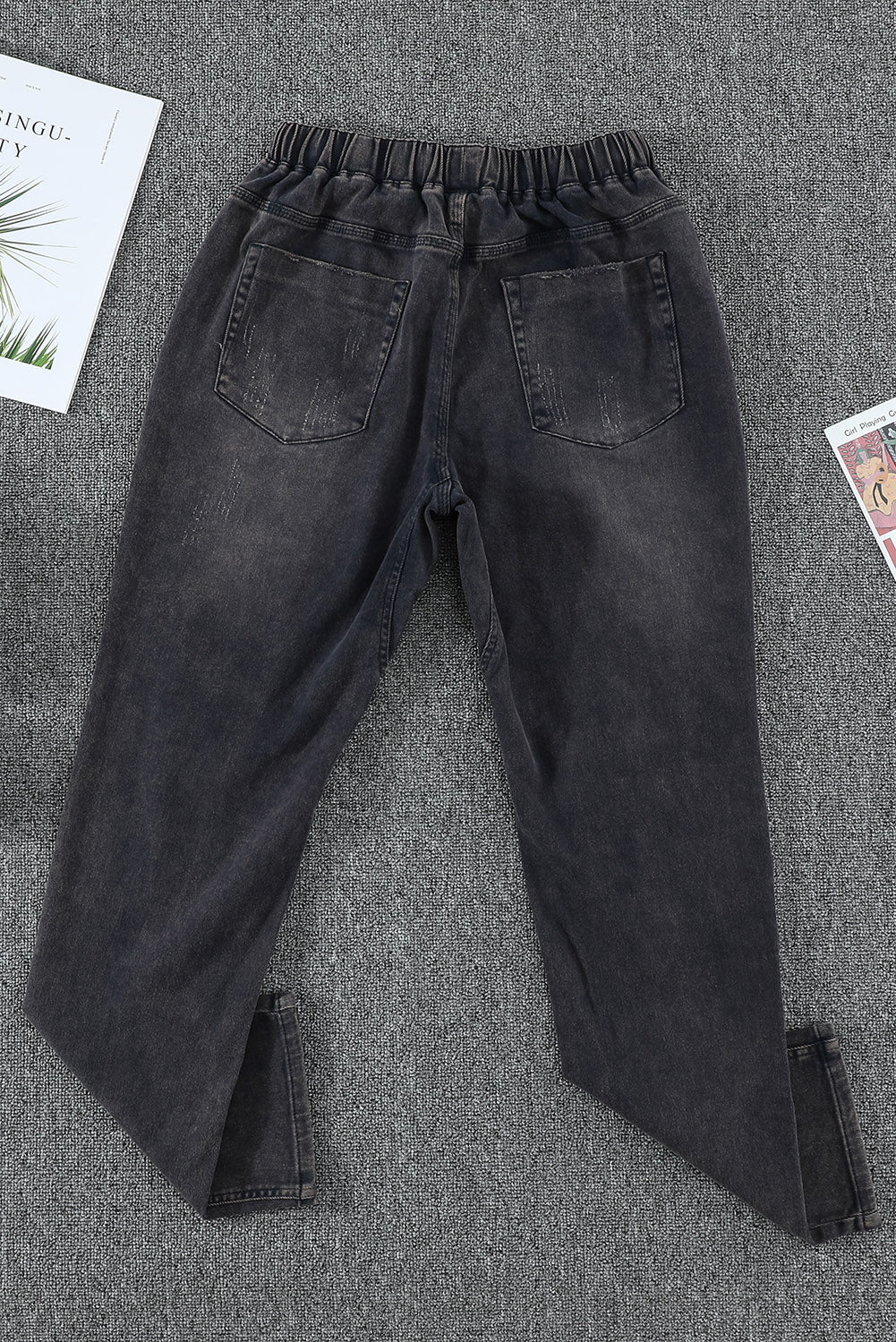 Distressed Denim Joggers with Pockets