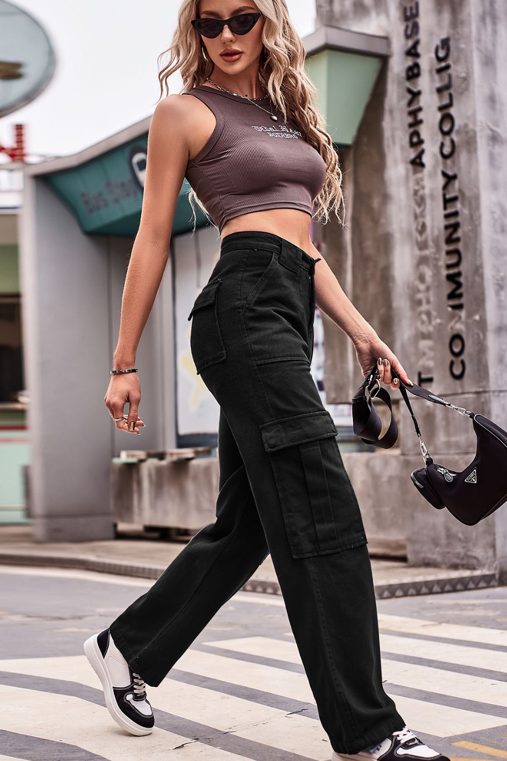 Cropped loose hot sale fit jeans