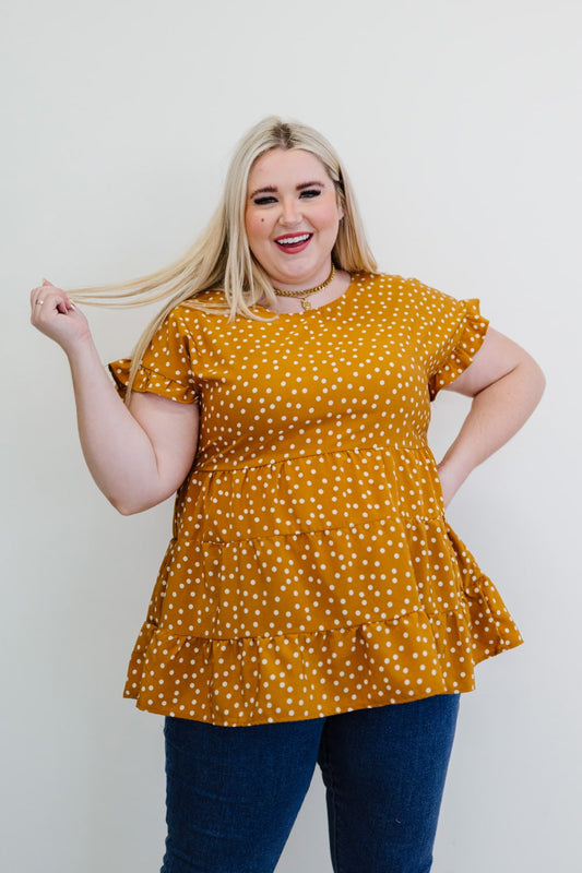 Andree by Unit You're My Honey Full Size Run Polka Dot Tiered Blouse