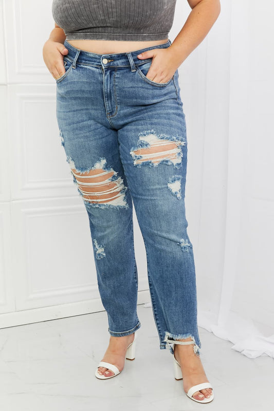 Bella Full Size Distressed Straight Jeans