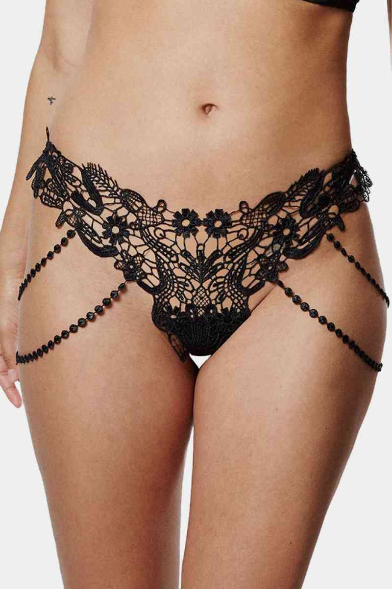 Lace Embroidery Bead String Underwear