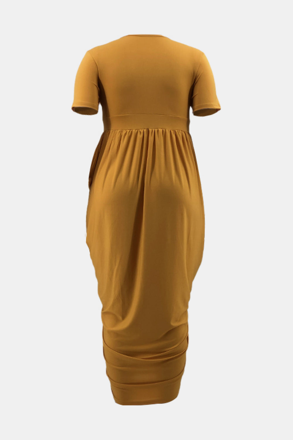 Plus Size Pleated Detail Surplice Midi Dress