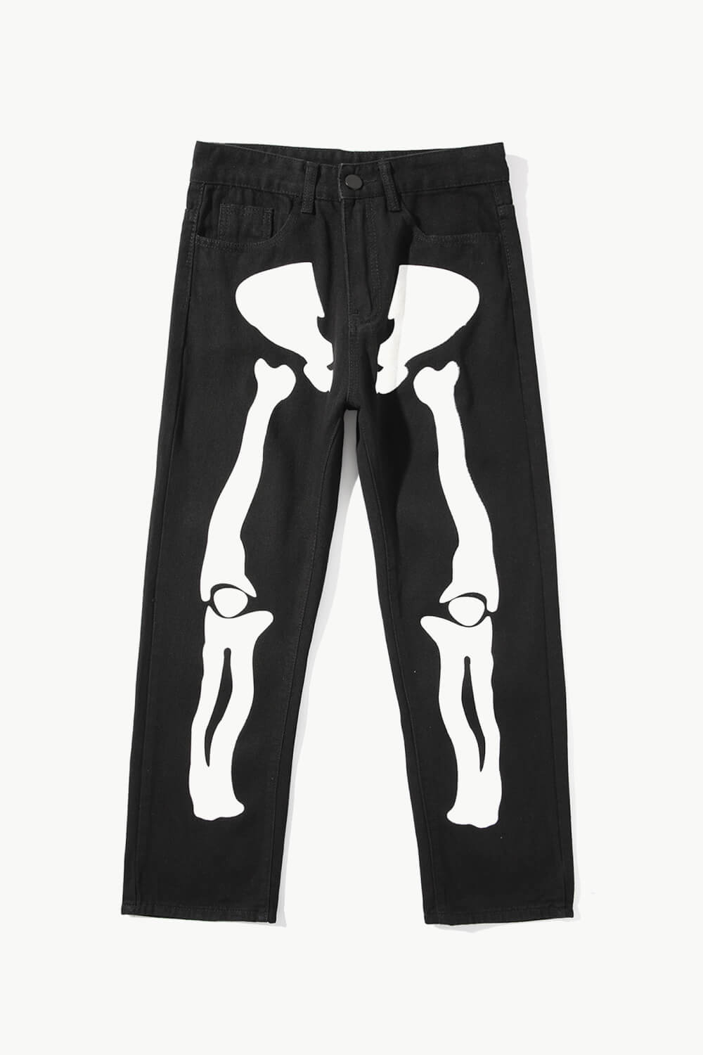 Halloween Skeleton Print Wide Leg Jeans