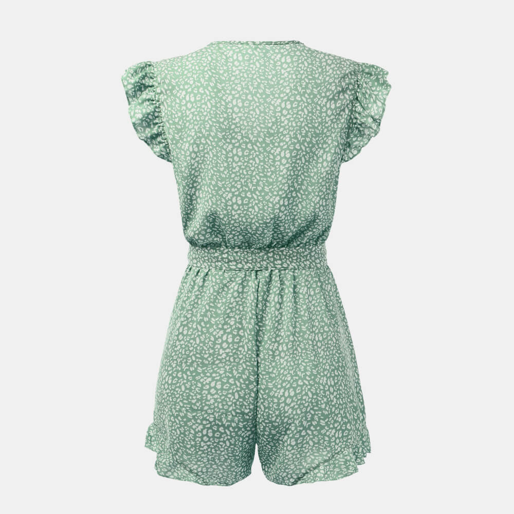 Tie Waist Ruffle Trim Romper