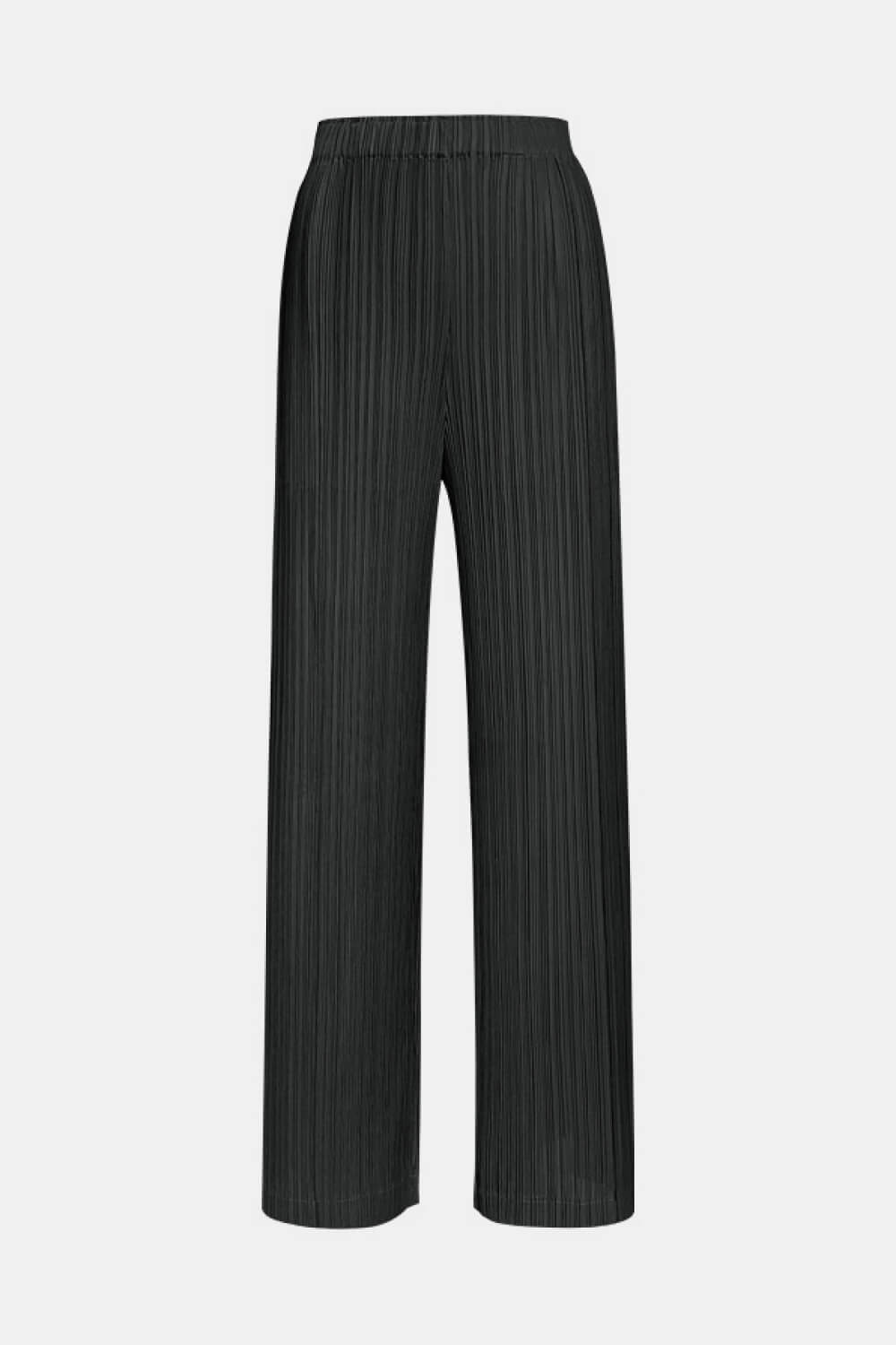 Accordion Pleated High Waist Wide Leg Pants with Pockets