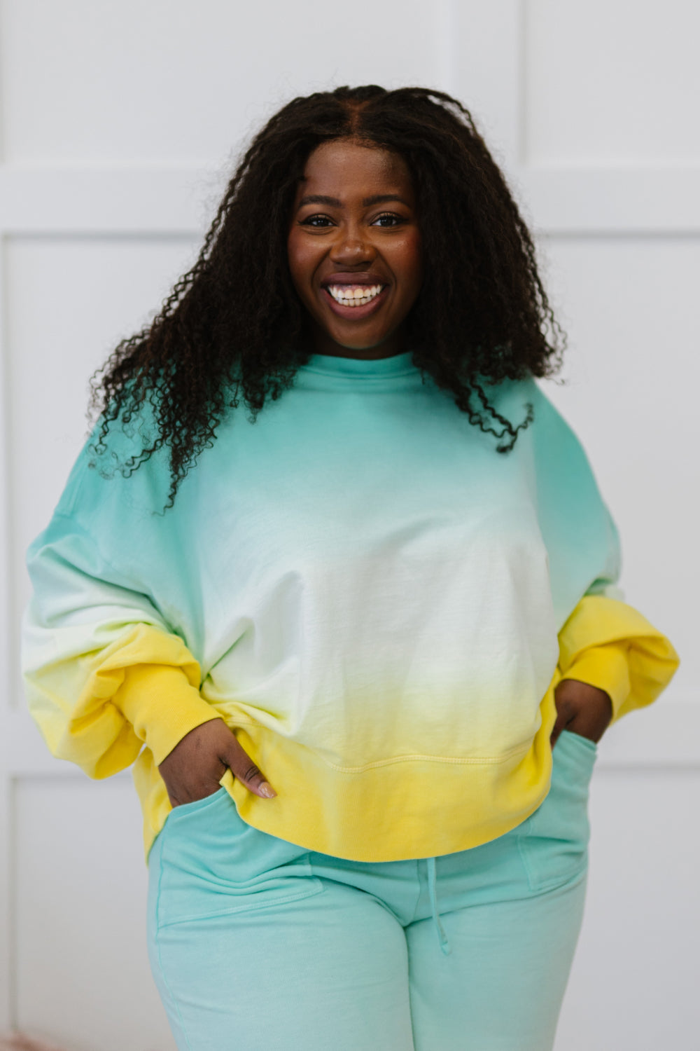 Zenana Hello Summer Full Size Run Ombre Cropped Sweatshirt