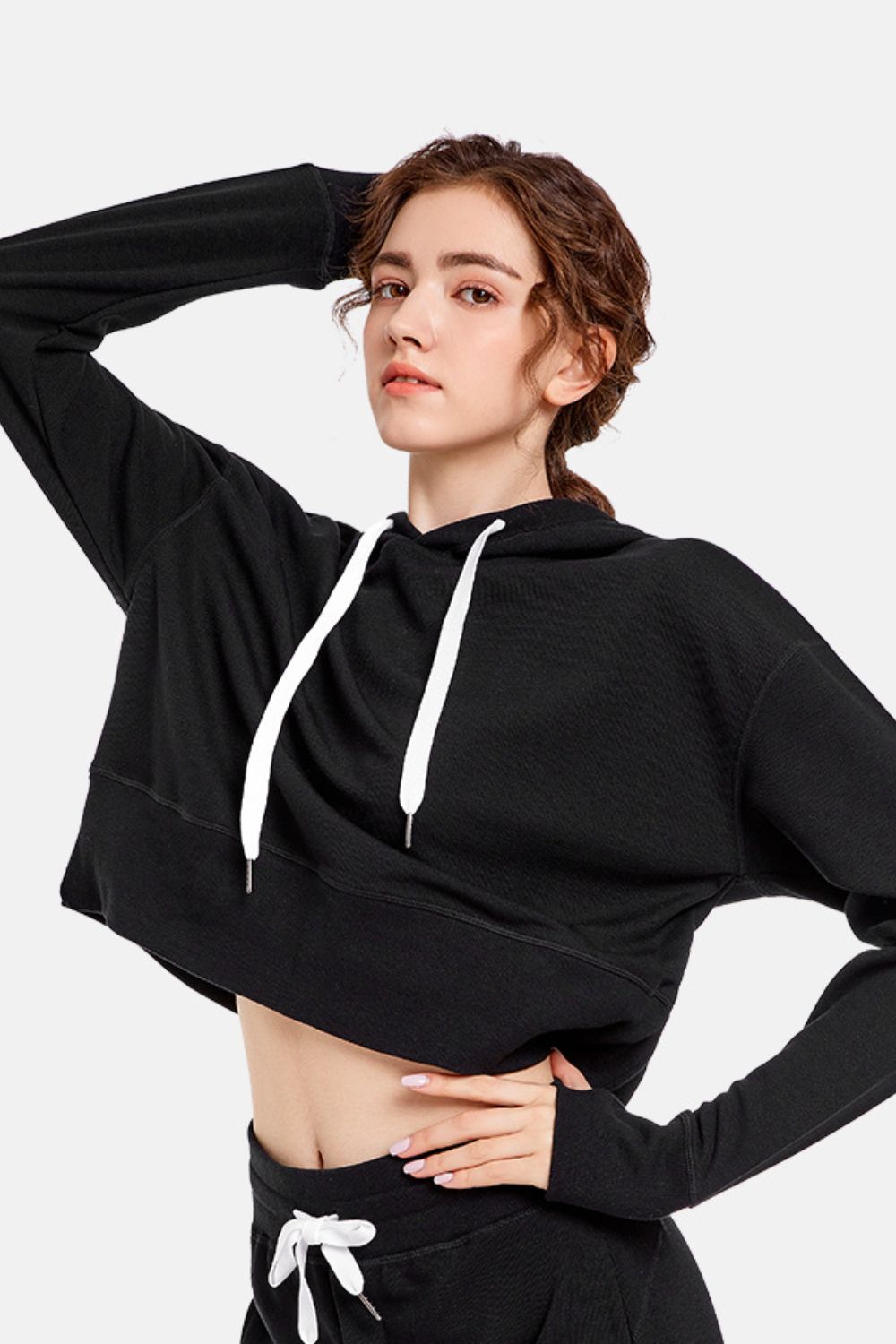 Dropped Shoulder Long Sleeve Sports Hoodie