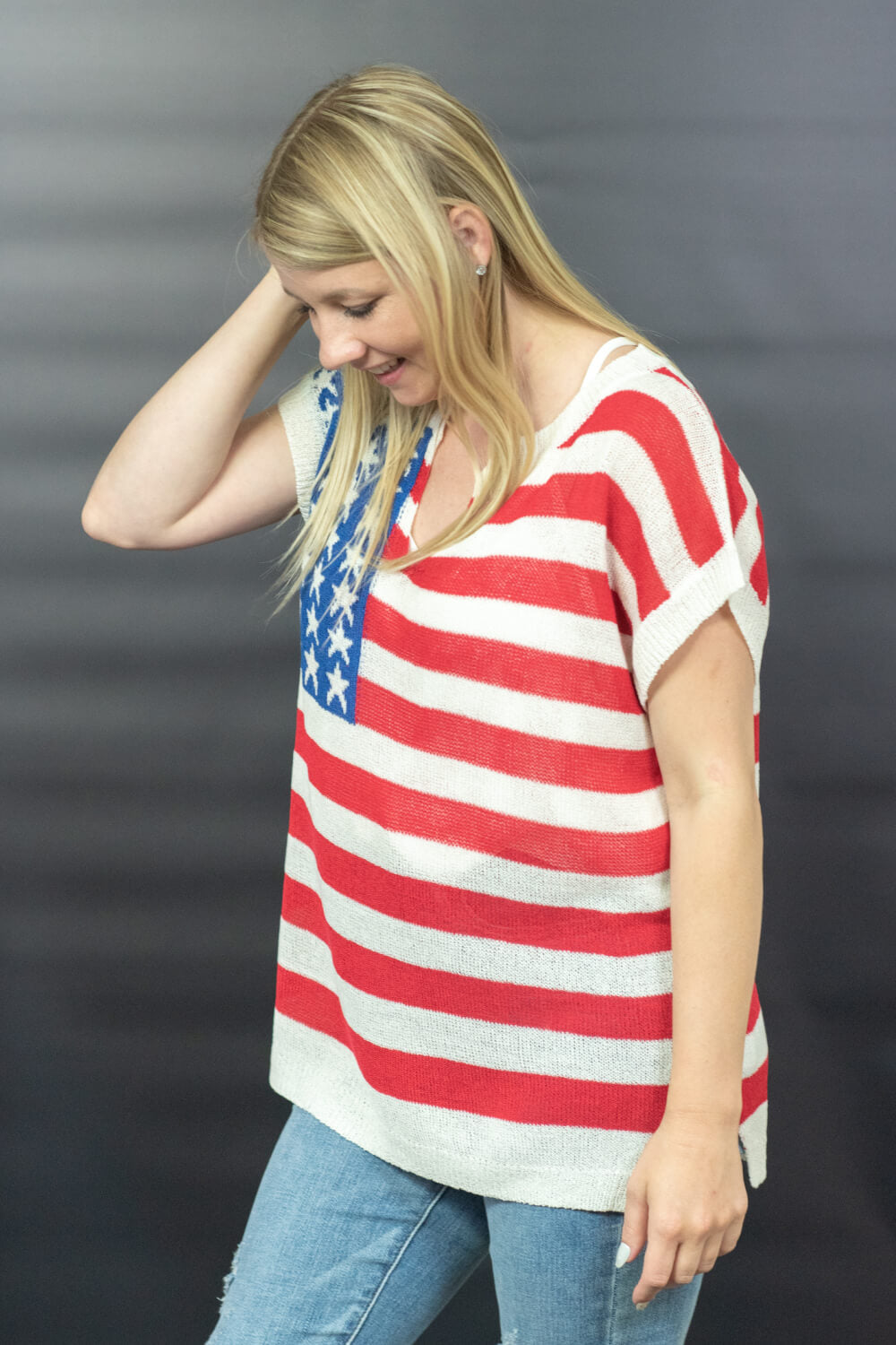 BiBi USA Love Flag Print Sweater