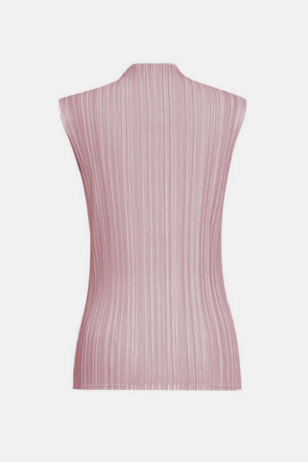 Accordion Pleated Mock Neck Sleeveless Top