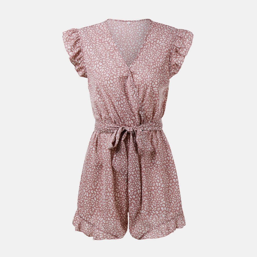 Tie Waist Ruffle Trim Romper