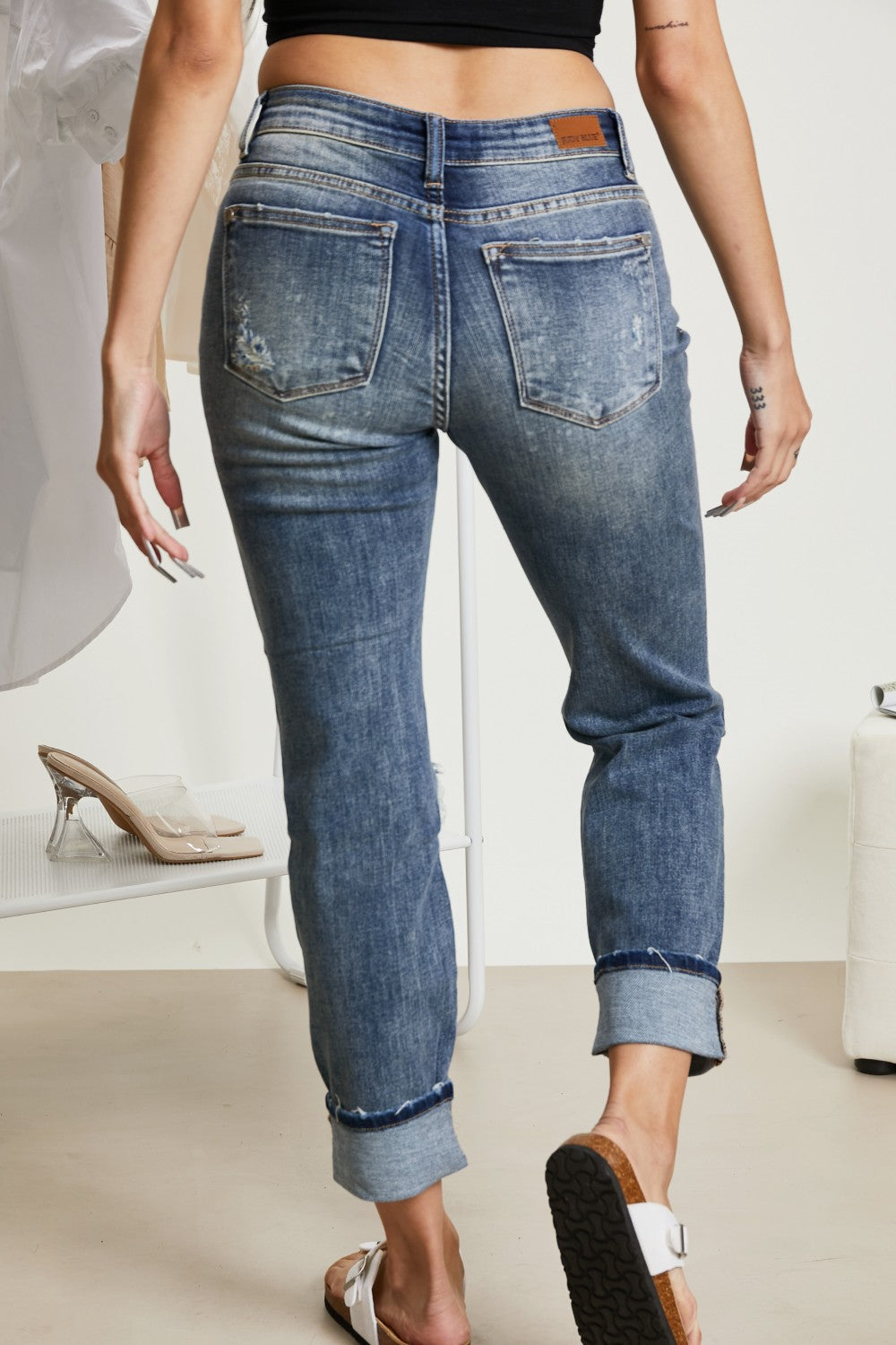 Judy Blue Lindsey Full Size Bleach Splash Boyfriend Jeans – Anchor Blue ...