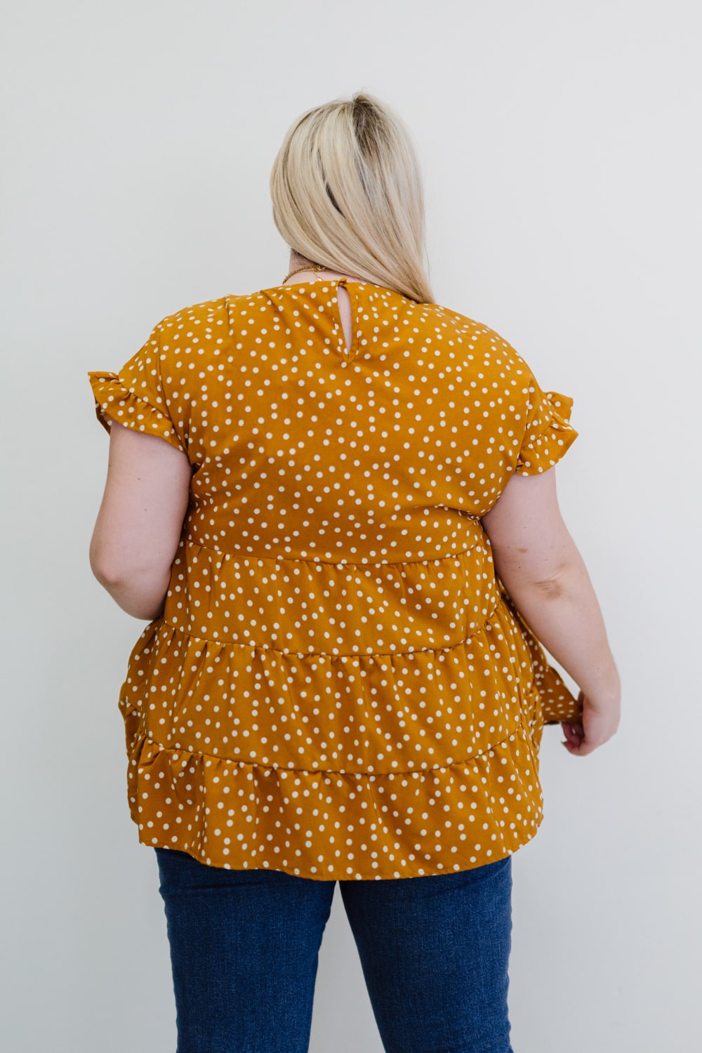 Andree by Unit You're My Honey Full Size Run Polka Dot Tiered Blouse
