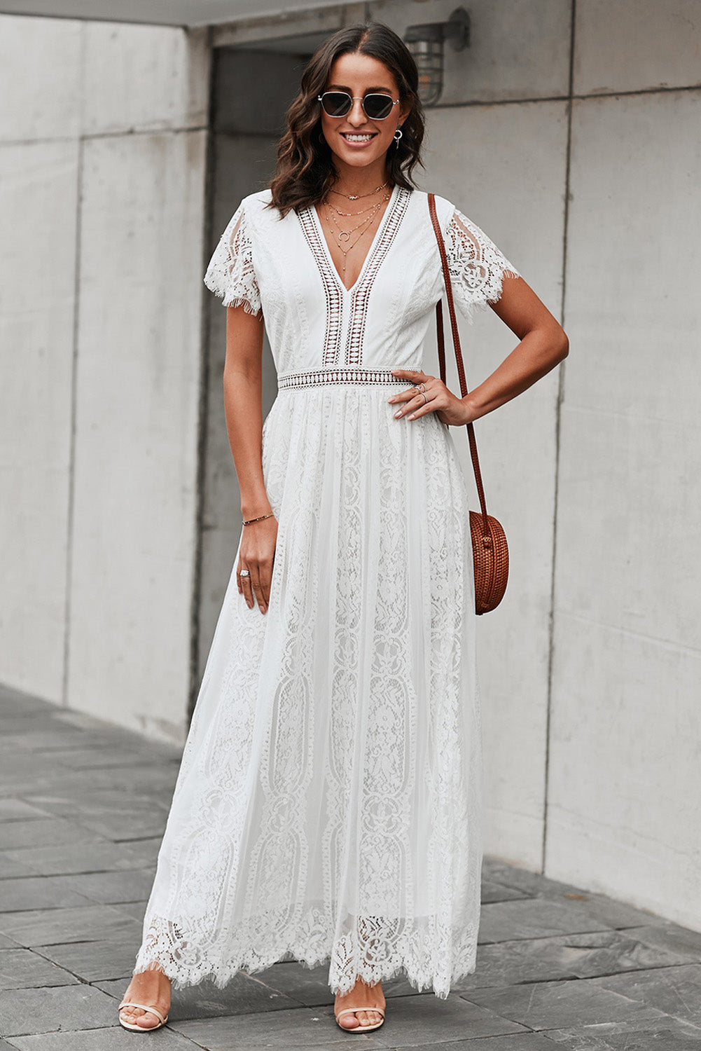 Scalloped Trim Lace Plunge Dress – Anchor Blue Jeans
