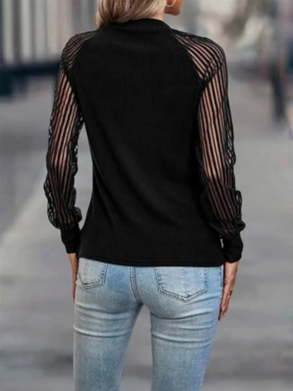 Mock Neck Raglan Sleeve Blouse