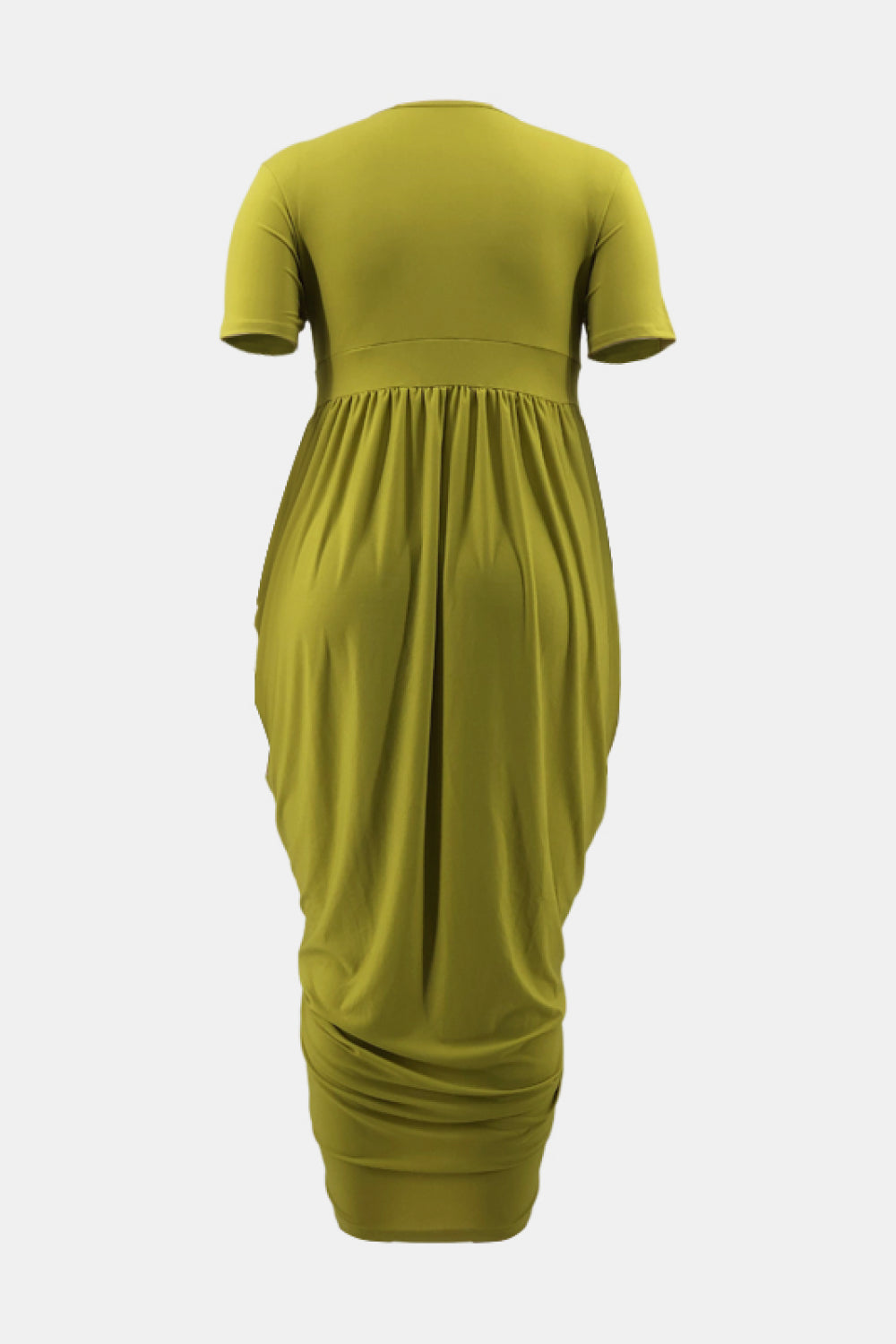 Plus Size Pleated Detail Surplice Midi Dress