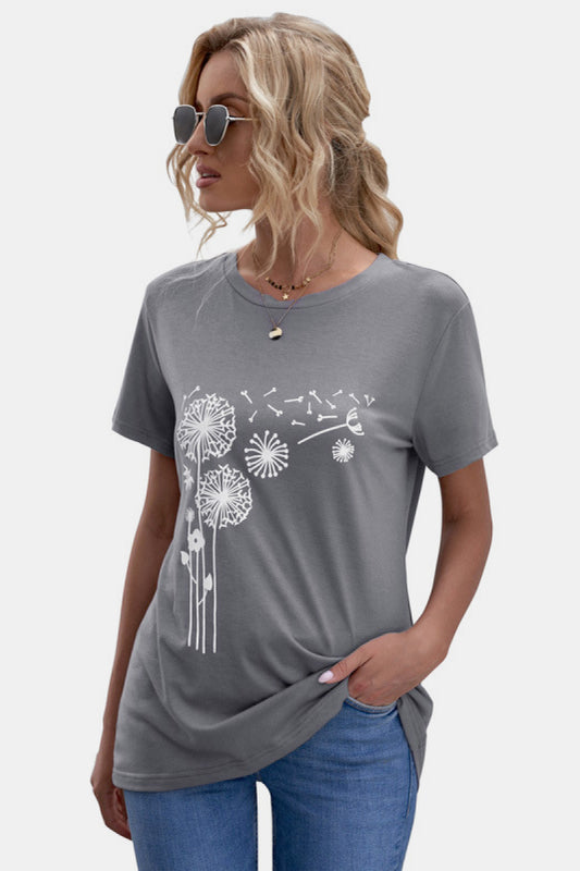 Printed Short Sleeve Round Neck Tee