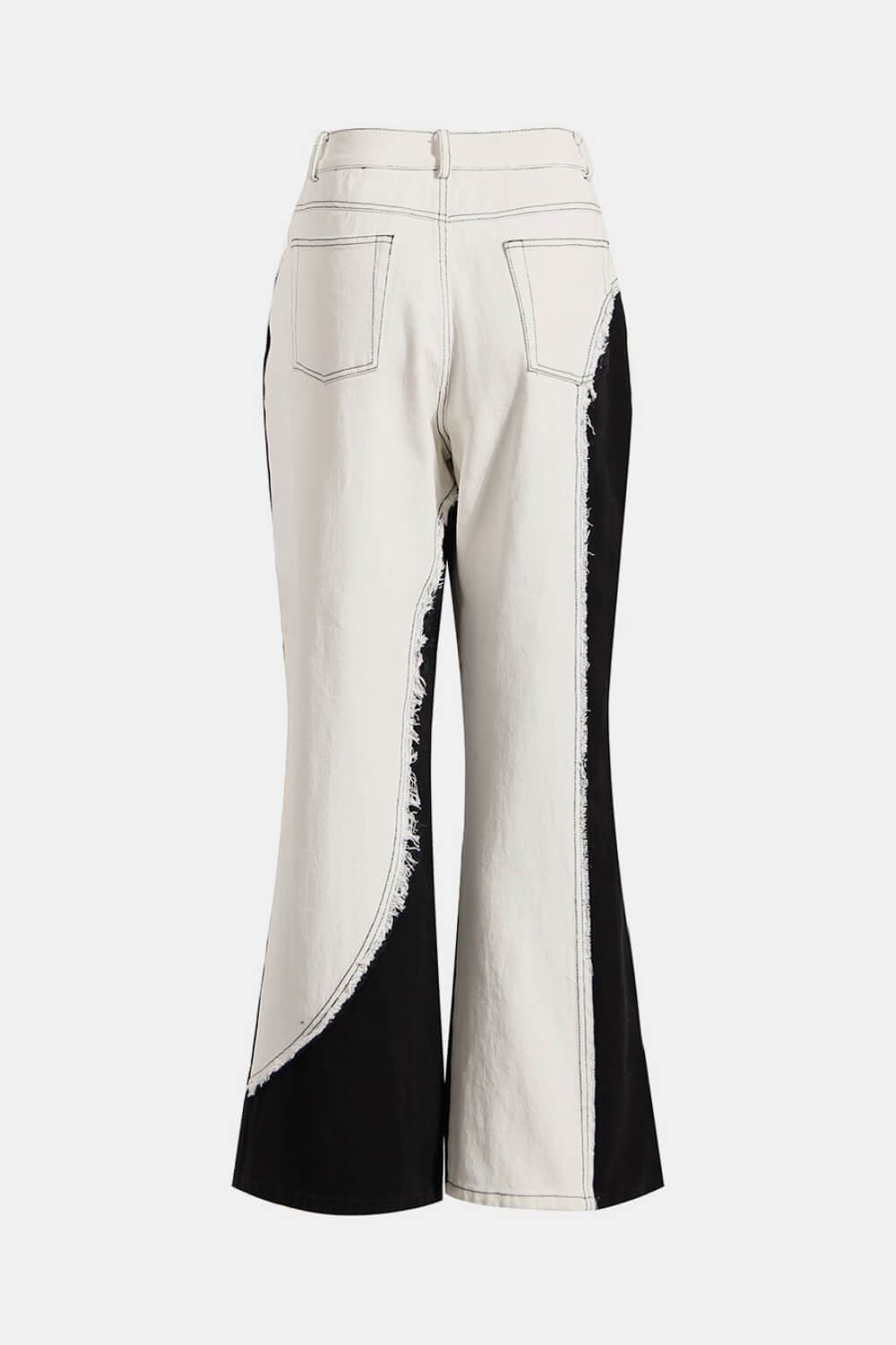 Contrast Frayed Detail Flare Jeans