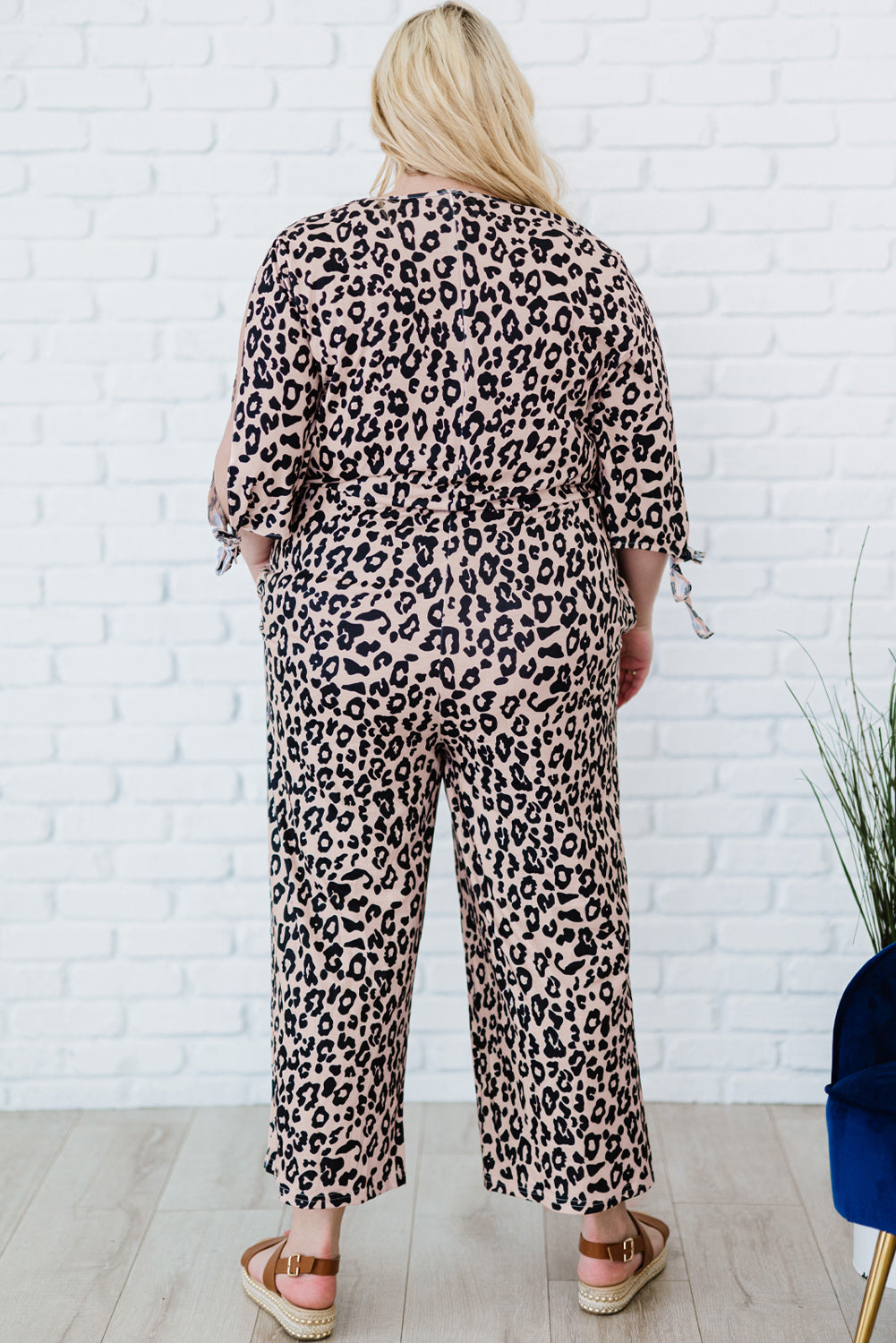 Plus Size Leopard Jumpsuit with Pockets