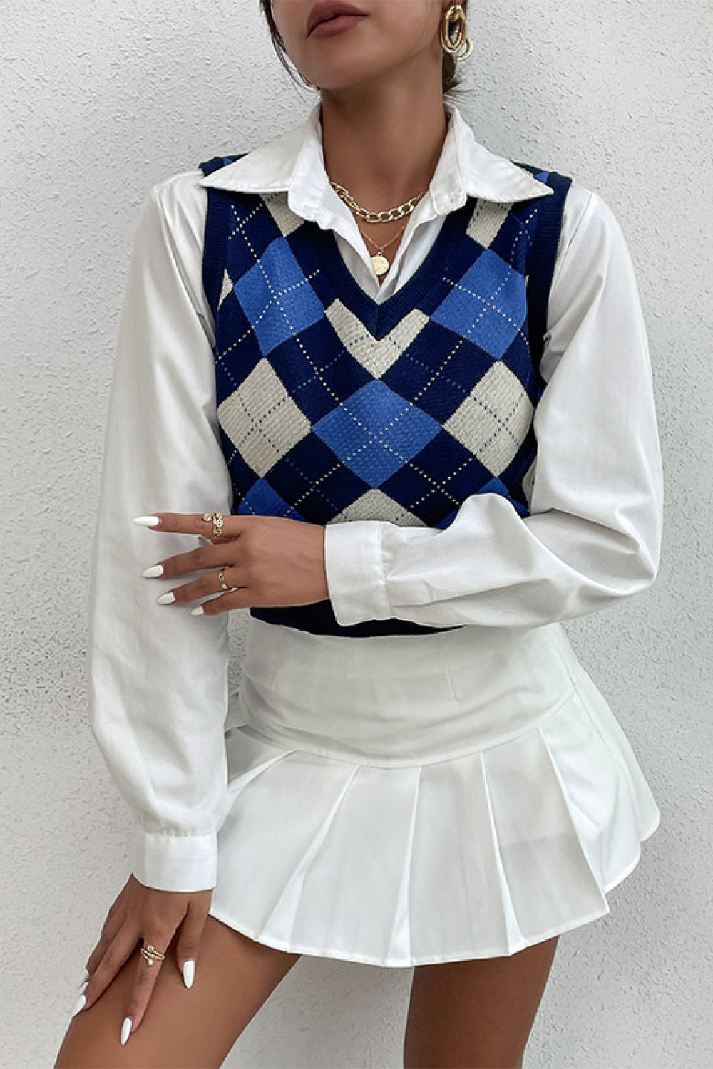 Argyle V-Neck Sweater Vest