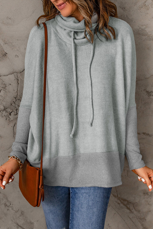 Drawstring Detail Dolman Sleeve Pullover