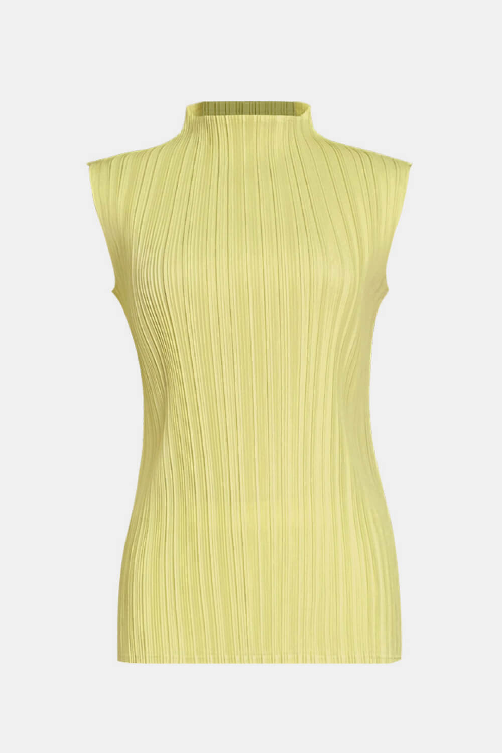 Accordion Pleated Mock Neck Sleeveless Top