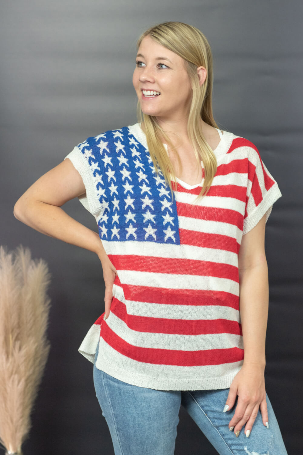 BiBi USA Love Flag Print Sweater
