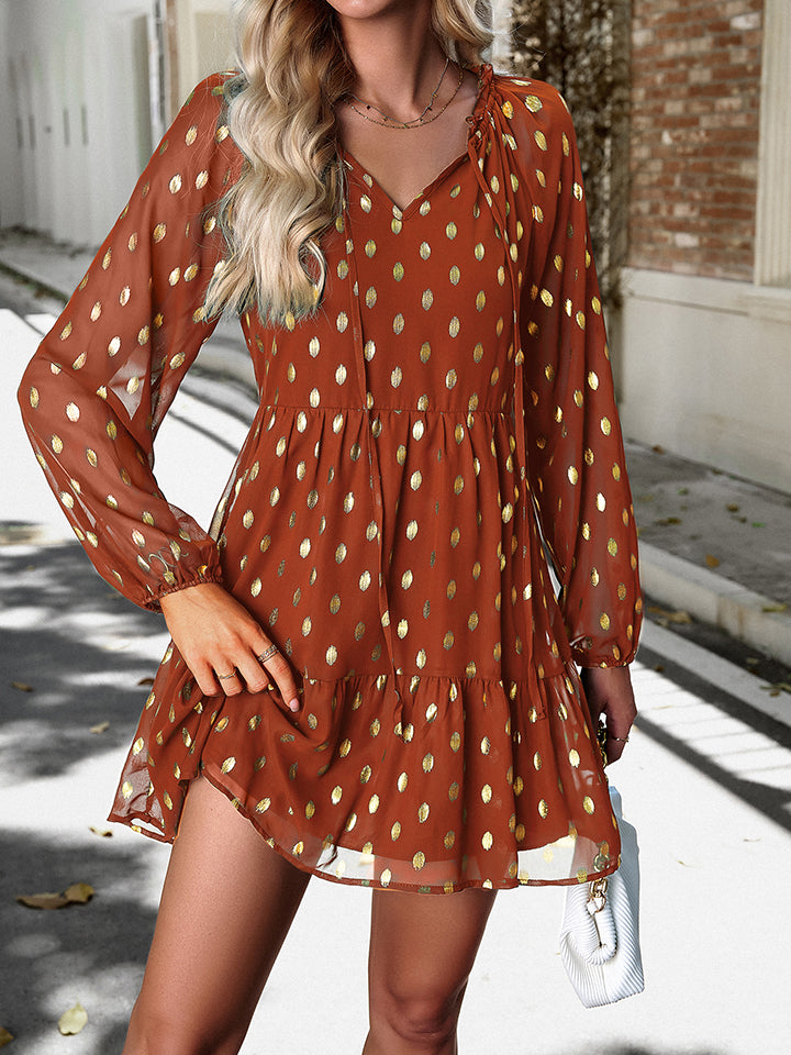 Tie Neck Long Sleeve Polka Dot Dress Anchor Blue Jeans Tie Neck Long Sleeve Polka Dot Dress Anchor Blue Jeans